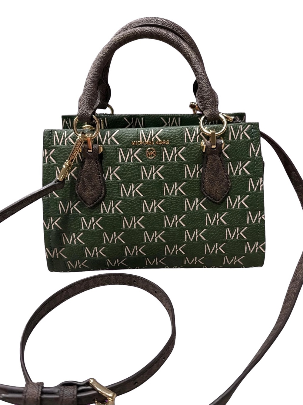 Michael Kors Mirella Small Shopper Tote / Crossbody Race Green / Brown